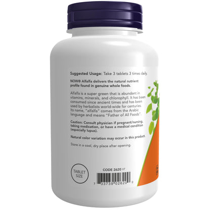 NOW Foods Supplements, Alfalfa 650 mg source of Vitamin K, Green Superfoods, 250 Tablets