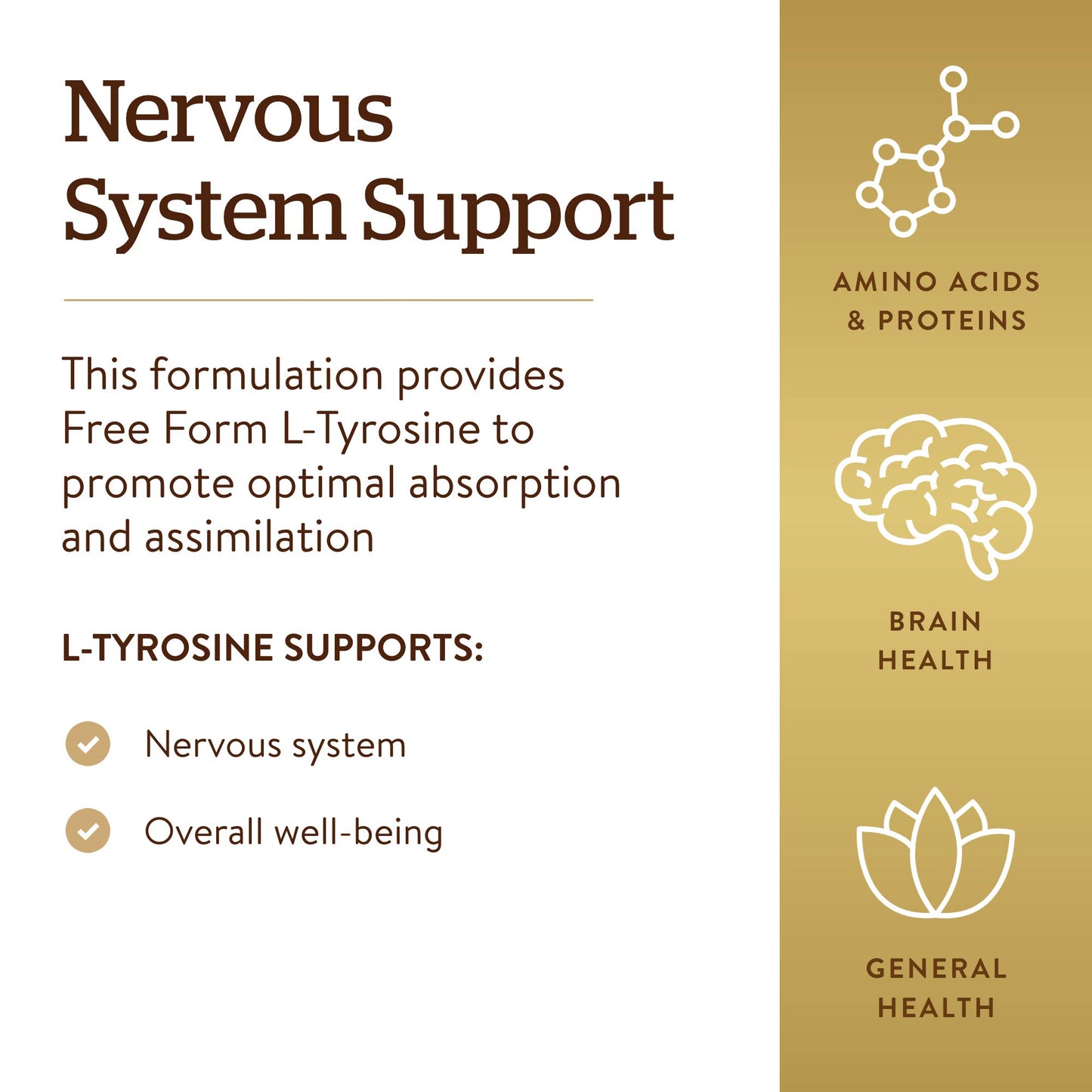 Solgar L-Tyrosine 500 mg, 100 Vegetable Capsules - Vegan, Gluten Free