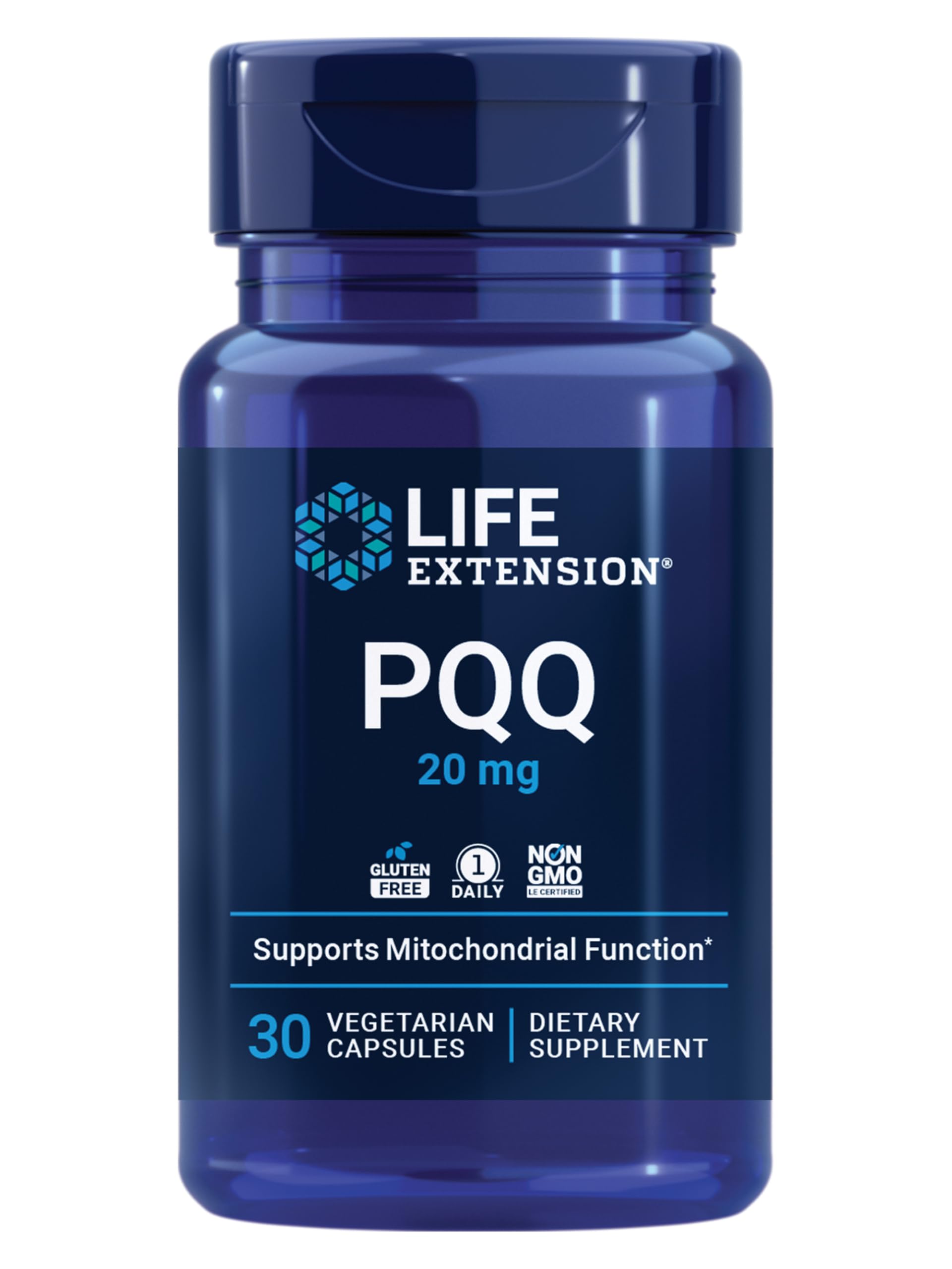 Life Extension PQQ, pyrroloquinoline Quinone, 20 mg, Promotes The Growth of New Mitochondria, Gluten-Free, Non-GMO, Vegetarian, 1 Daily, 30 Capsules