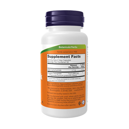 NOW Foods Supplements, Fenugreek (Trigonella foenum-graecum) 500 mg, Herbal Supplement, 100 Veg Capsules