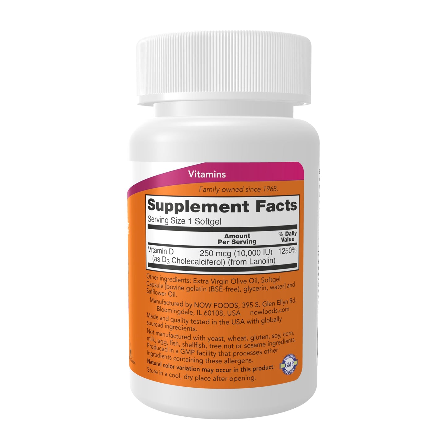 NOW Foods Supplements, Vitamin D-3 10,000 IU Softgels, Vitamin D, Joint Support, 240 Softgels