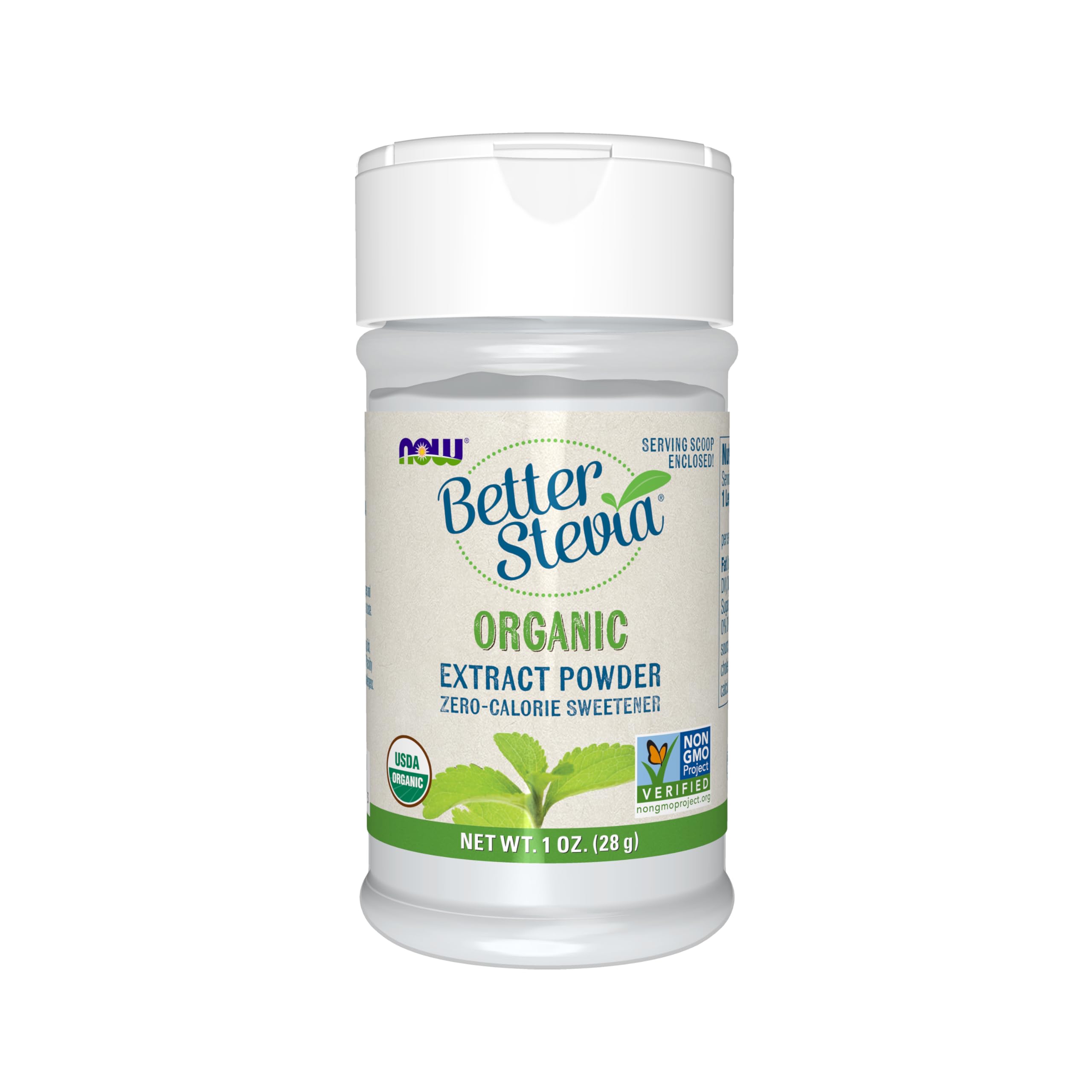 NOW Foods, Certified Organic Better Stevia, Extract Powder, Zero-Calorie Sweetener, Certified Non-GMO, 1-Ounce(Pack of 1)