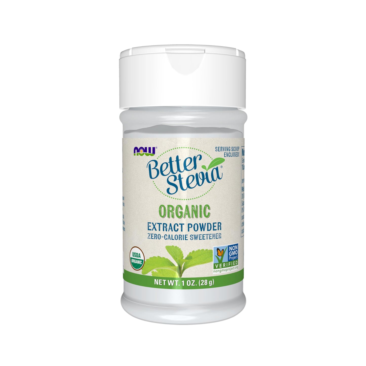 NOW Foods, Certified Organic Better Stevia, Extract Powder, Zero-Calorie Sweetener, Certified Non-GMO, 1-Ounce(Pack of 1)