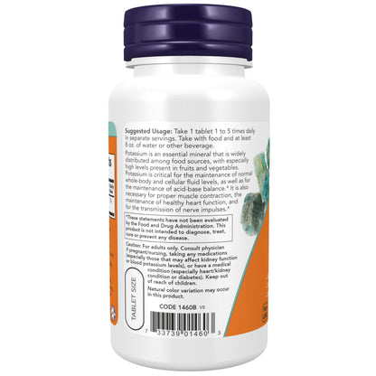 NOW Foods Supplements, Potassium Gluconate 99mg, Easier to Swallow, Essential Mineral*, 100 Tablets