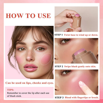 Cream Blush stick, Natural-Looking Matte Finish Makeup Blush stick, Hydrating Long Lasting Lightweight Blendable Blush for cheeks (#6 Bronze Glow, 1 PC)