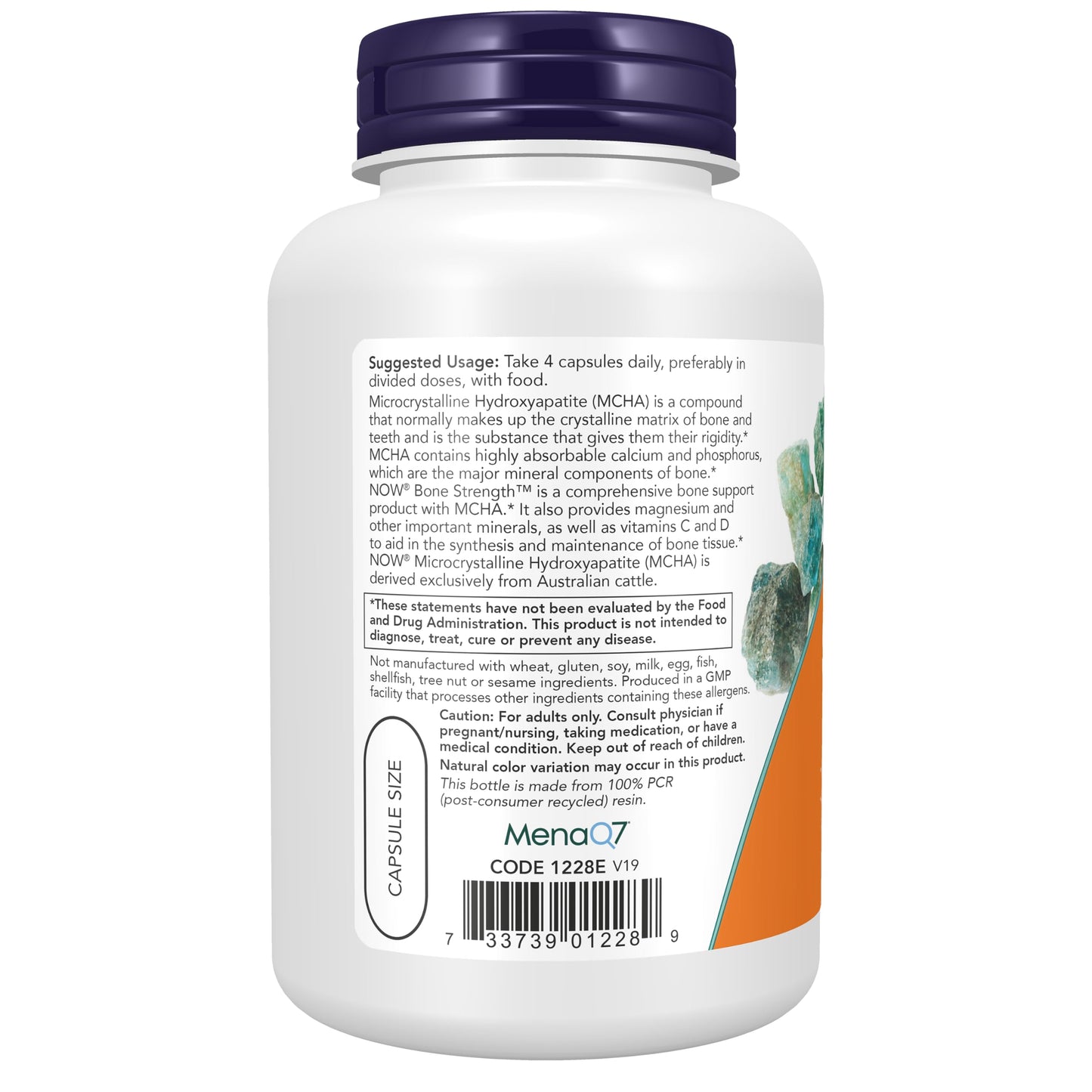 NOW Foods Supplements, Bone Strength™ with Microcrystalline Hydroxyapatite (MCHA), Magnesium and Vitamins C,D and K, 120 Capsules
