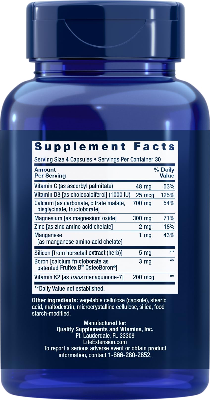 Life Extension Bone Restore Calcium Supplement with Vitamin K2, 120 Capsules (Pack of 3)