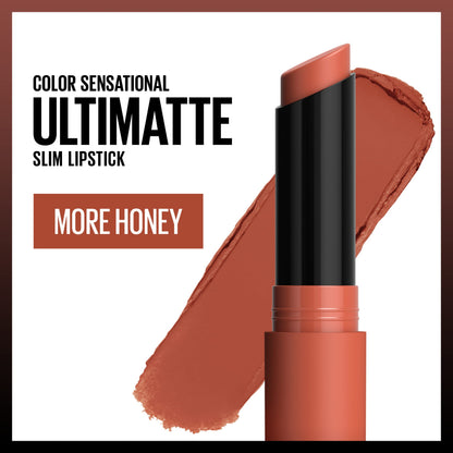Maybelline Color Sensational Ultimatte Matte Lipstick, Non-Drying, Intense Color Pigment, More Honey, Dirty Peach, 1 Count