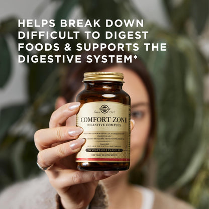 Solgar Comfort Zone Digestive Complex - 90 Vegetable Capsules - Enzymes to Support the Body’s Natural Digestive Process & Break Down Difficult-to-Digest Foods - Kosher - 90 Servings