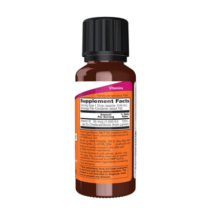 NOW Foods Supplements, Liquid Vitamin D-3, Extra Strength, Structural Support*, 1-Ounce