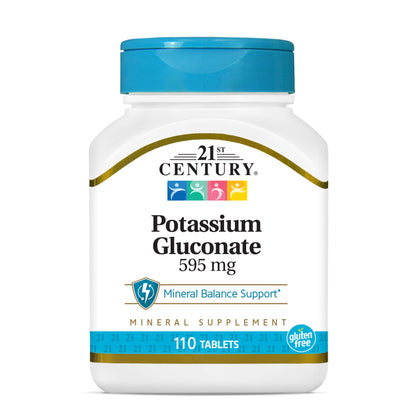 21st Century Potassium Gluconate, 595 mg, 110 Tablets