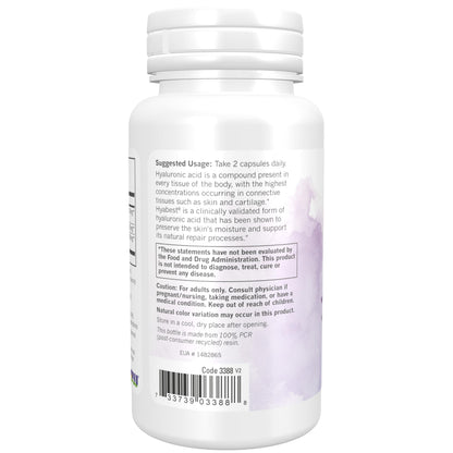NOW Foods Solutions, Hydration Rescue with Hyabest® hyaluronic acid, Helps Maintain Youthful Looking Skin*, Supports Healthy Skin Moisture*, 60 Veg Capsules
