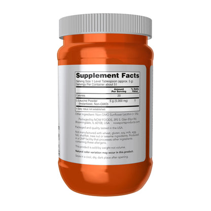 NOW Foods Sports Nutrition, L-Leucine Powder, Builds Lean Tissue*, Amino Acids, 9-Ounce