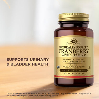 Solgar Cranberry with Vitamin C - 60 Vegetable Capsules - Supports Urinary & Bladder Health - Non-GMO, Vegan, Kosher, Gluten Free - 60 Servings