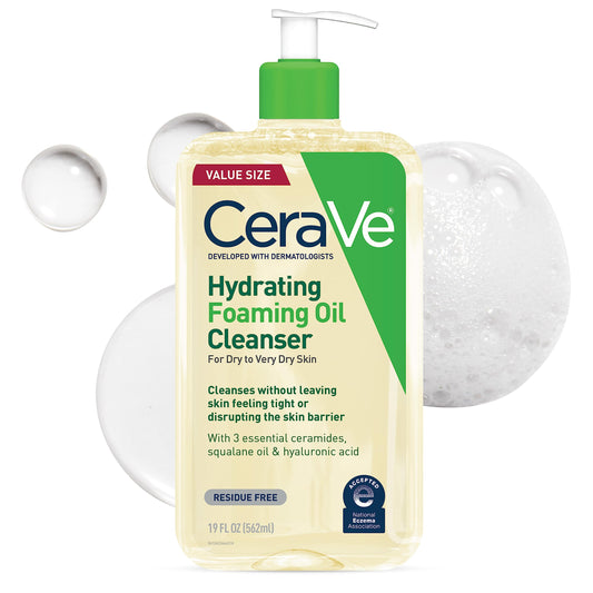 CeraVe Hydrating Foaming Oil Facial Cleanser with Hyaluronic Acid, 19oz