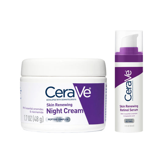 CeraVe Skin Renewing Night Cream, 1.7 Ounce+ CeraVe Anti Aging Retinol Serum, 1 Oz