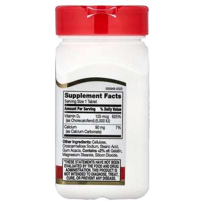 21st Century Vitamin D3 5000 IU Tablets, High Potency, 110 Count