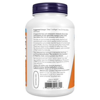 NOW Foods Supplements, Ultra Omega-3 Molecularly Distilled and Enteric Coated, 180 Softgels