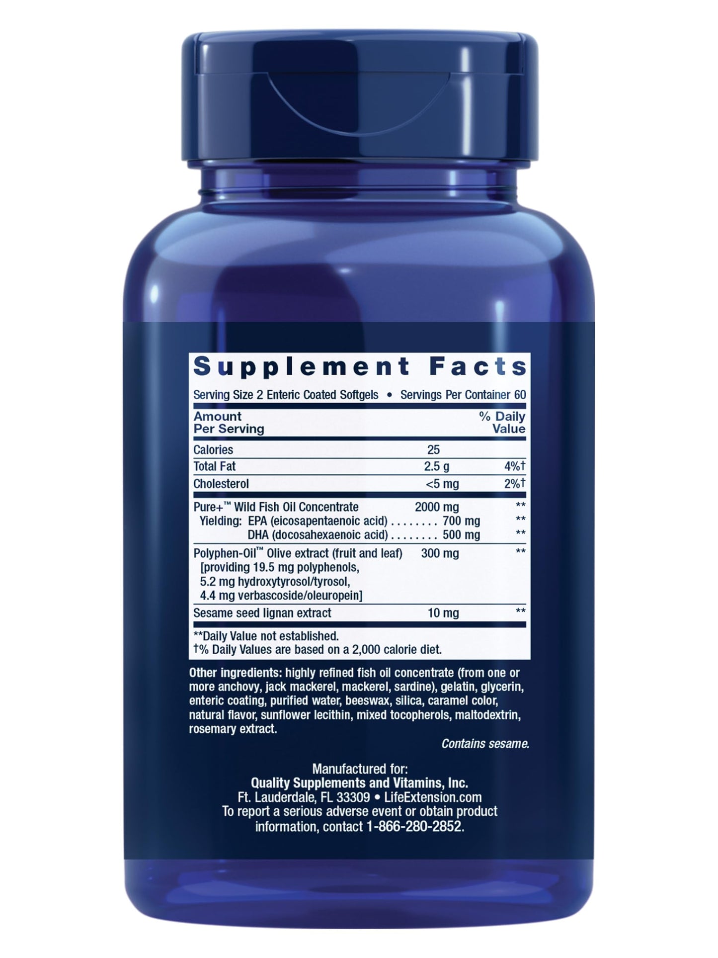 Life Extension Super Omega-3 EPA/DHA Fish Oil, 120 Softgels