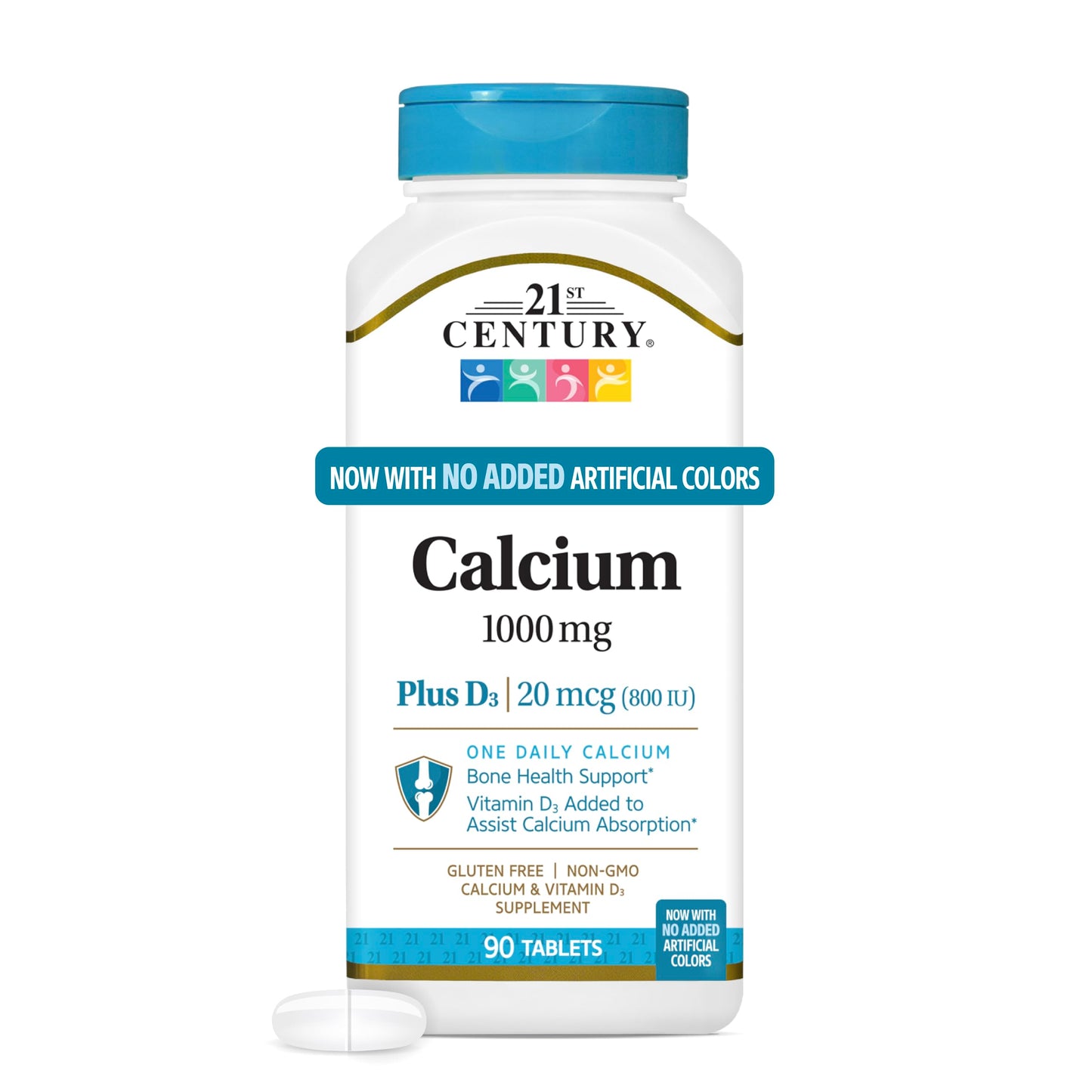21st Century Calcium 1000mg Plus D3 Tablets, Bone Health, 90 Count