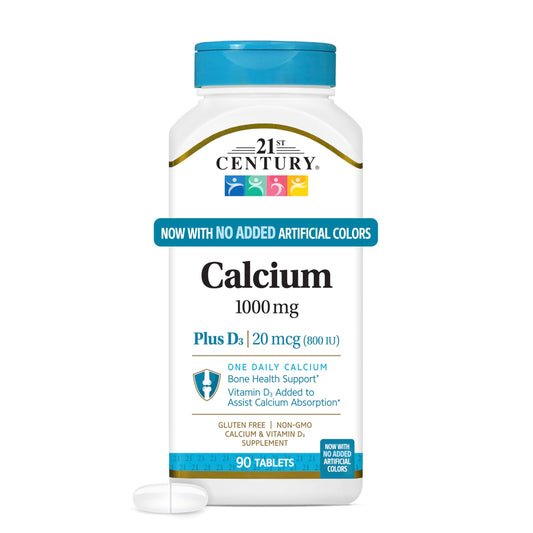 21st Century Calcium 1000mg Plus D3 Tablets, Bone Health, 90 Count