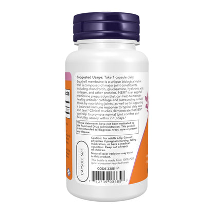 NOW Foods Supplements, Eggshell Membrane (A Unique Biological Matrix Composed of Major Joint Constituents) 500 mg, 60 Veg Capsules