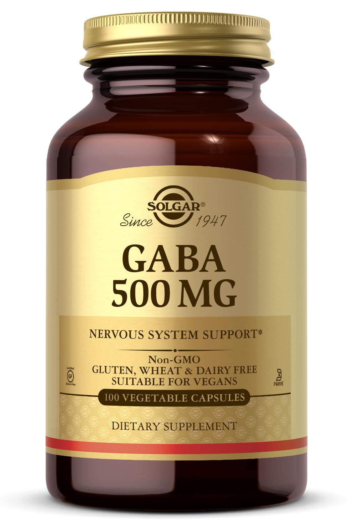 Solgar GABA 500 mg, 100 Vegetable Capsules, Nervous System Support