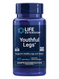 Life Extension Youthful Legs, Blood Flow, Vein Support, Circulation Supplement, Leg Health, Orange Peel Extract, diosmin, Gluten Free, Non-GMO, 60 softgels