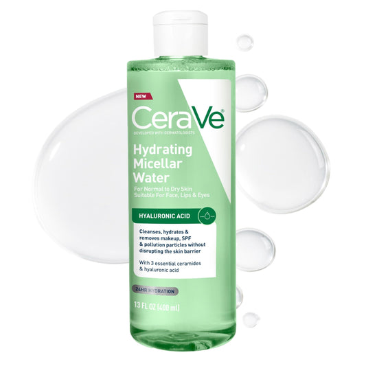 CeraVe Hydrating Micellar Water, Facial Cleanser & Makeup Remover, 13oz