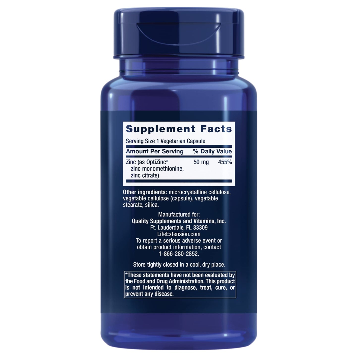 Life Extension Zinc Caps, zinc 50 mg, zinc Citrate, Support The Body's Immune defenses, Ultra-absorbable, Vegetarian, Non-GMO, Gluten-Free, 90 Vegetarian Capsules