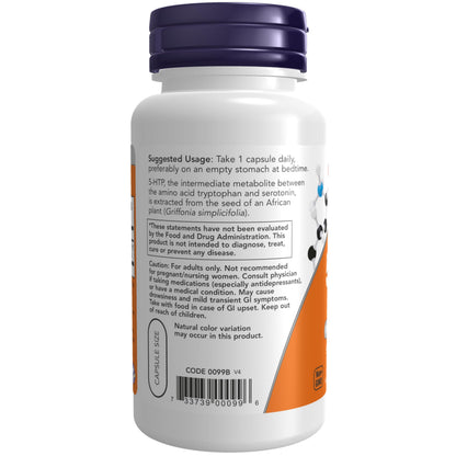 NOW Foods Supplements, 5-HTP (5-hydroxytryptophan) 50 mg, Neurotransmitter Support*, 90 Veg Capsules
