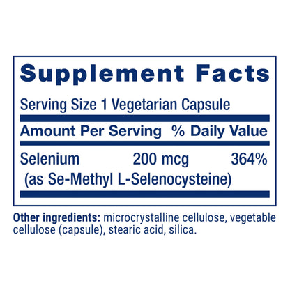 Life Extension Se-Methyl L-Selenocysteine, Advanced Form of Selenium, antioxidant Defense, Cellular Health, Healthy Aging, Vegetarian, Gluten-Free, Non-GMO, 90 Capsules