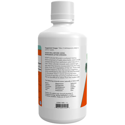 NOW Foods Supplements, Colloidal Minerals Liquid, Plant Derived, Essential Trace Minerals, 32-Ounce