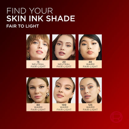 L'Oreal Paris Infallible Skin Ink 2-in-1 Foundation Concealer Hybrid Face Makeup, up to 48HR Transfer-Resistant with Medium Coverage, 125 Light Warm