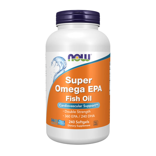 NOW Foods Supplements, Super Omega EPA, 360 EPA / 240 DHA, Molecularly Distilled, Cardiovascular Support*, 240 Softgels