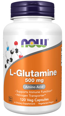 NOW Foods Supplements, L-Glutamine 500 mg, Nitrogen Transporter*, Amino Acid, 120 Veg Capsules