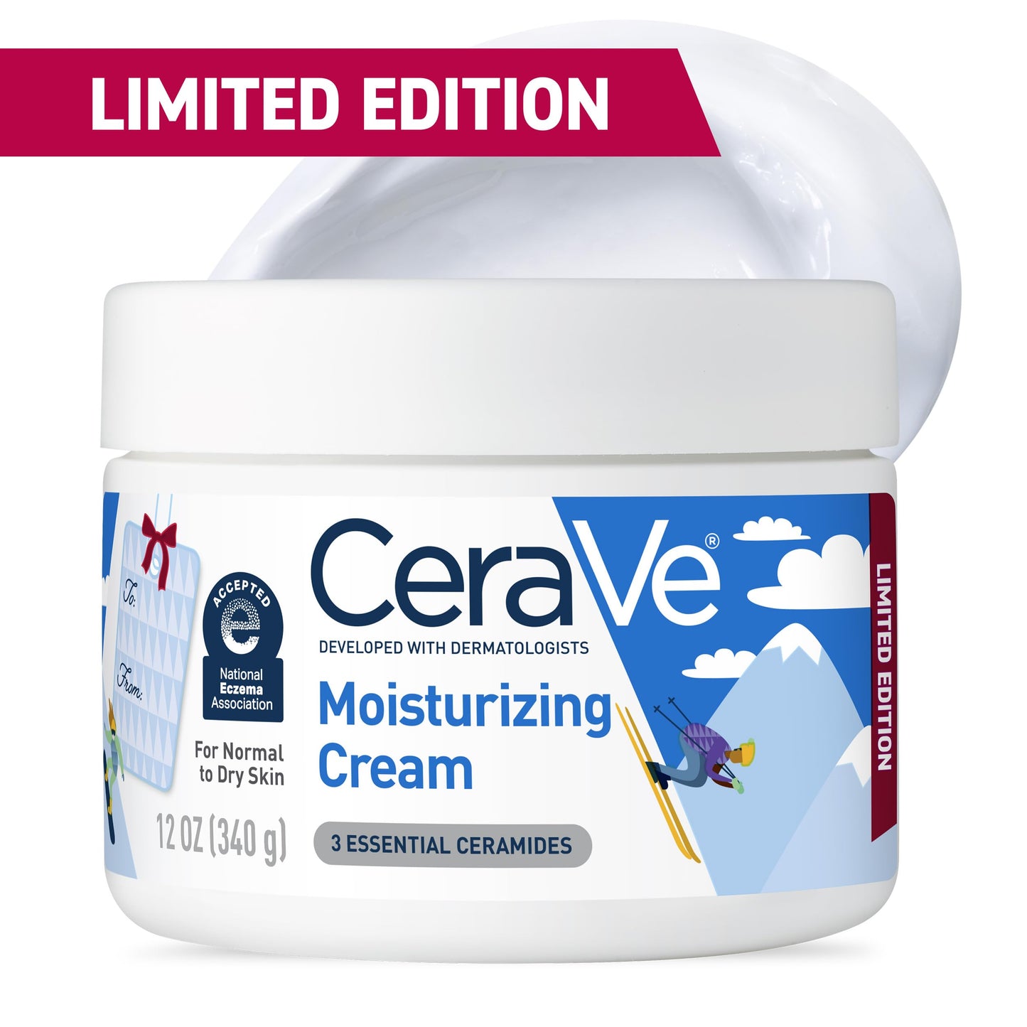 CeraVe Après Ski Moisturizing Cream, Body and Face Moisturizer for Dry Skin, Hyaluronic Acid and Ceramides, Daily Moisturizer, Oil-Free, Fragrance Free, Non-Comedogenic, Limited Edition, 12 Ounce
