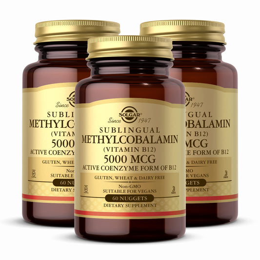 Solgar Methylcobalamin (Vitamin B12) 5000 mcg, 60 Nuggets (Pack of 3) - Cherry Flavor - Supports Energy Metabolism - Body-Ready, Active Form - Non-GMO, Vegan, Gluten Free - 180 Total Servings