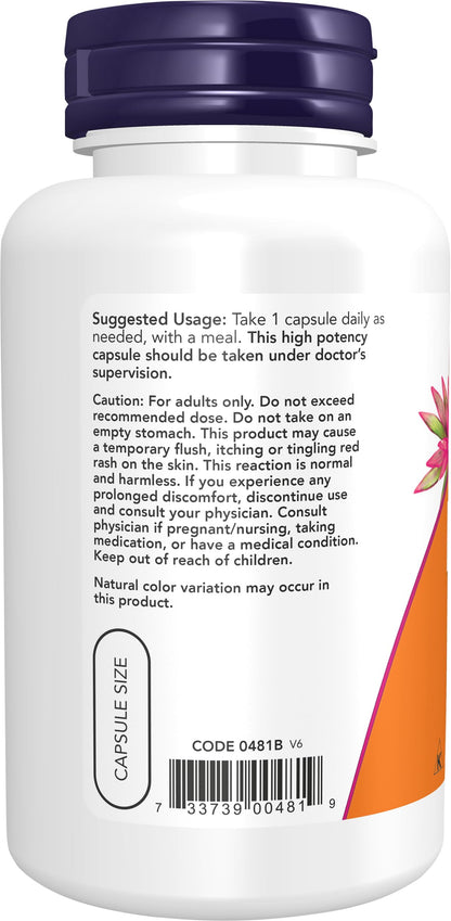 NOW Foods Supplements, Niacin (Vitamin B-3) 500 mg, Essential B-Group Vitamin*, Nutritional Health, 100 Capsules