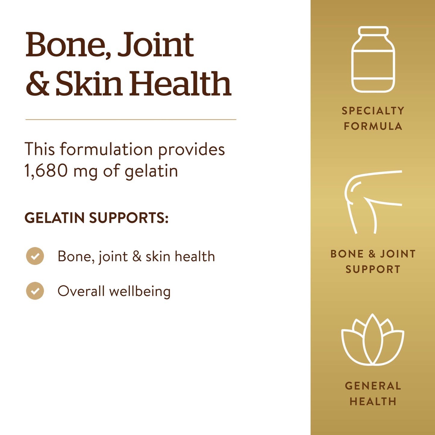 Solgar Gelatin 1680 mg, 250 Capsules - Supports Bone, Joint & Skin Health