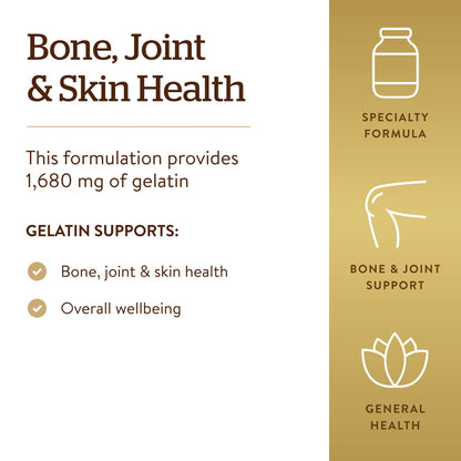 Solgar Gelatin 1680 mg, 250 Capsules - Supports Bone, Joint & Skin Health