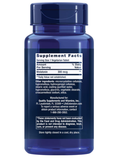 Life Extension Melatonin 6 Hour Timed Release, 300 mcg, Extended-Release Formula for Gentle Sleep Support, Healthy circadian Rhythms, Cellular Defense, Gluten-Free, Non-GMO, Vegetarian, 100 Tablets