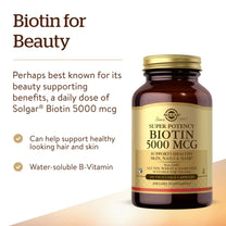 Solgar Biotin 5000 mcg, 100 Veg Caps - Promote Healthy Skin, Nails & Hair