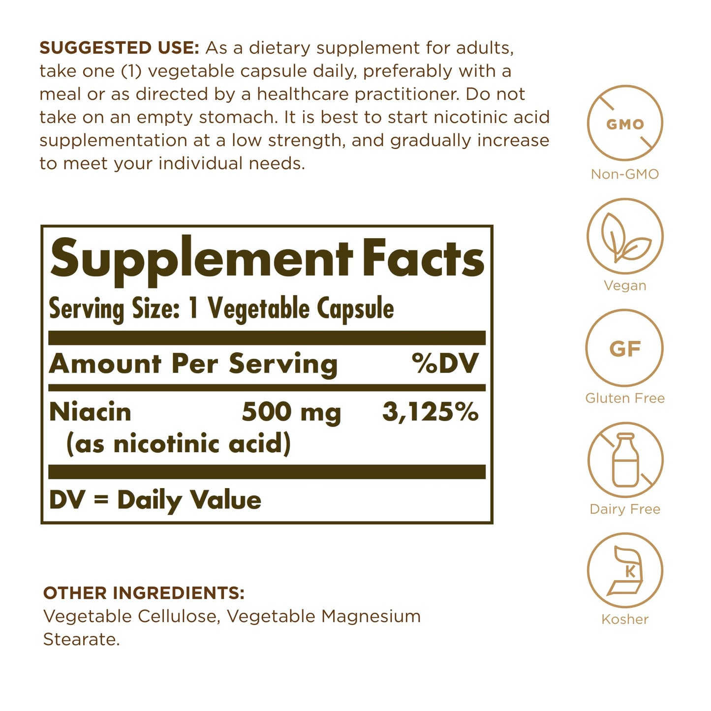 Niacin 500mg Solgar 100 VCaps