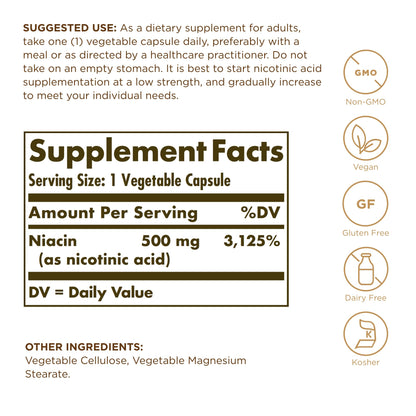 Niacin 500mg Solgar 100 VCaps