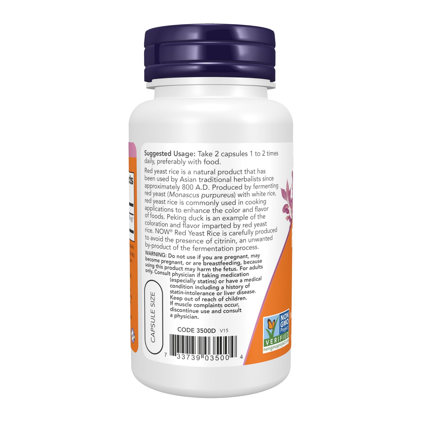 NOW Foods Supplements, Red Yeast Rice 600 mg, Made with Organic Red Yeast Rice, 60 Veg Capsules