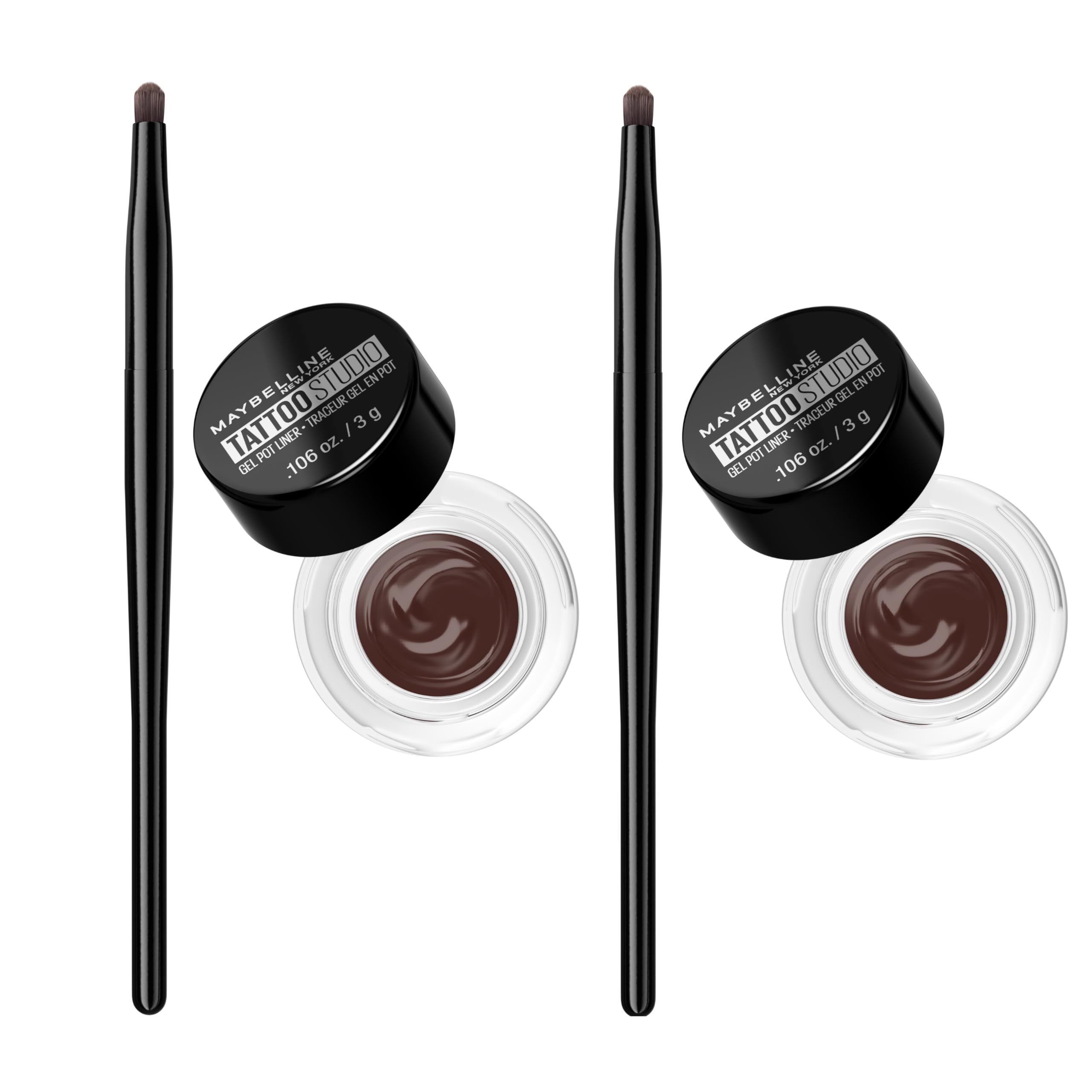 Maybelline Gel Eyeliner, Brown | Waterproof | Shade 952 | 0.106 oz | Pack of 2