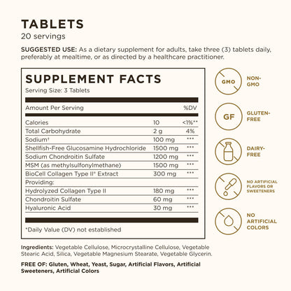 Solgar Glucosamine Hyaluronic Acid Chondroitin MSM, 60 Tablets