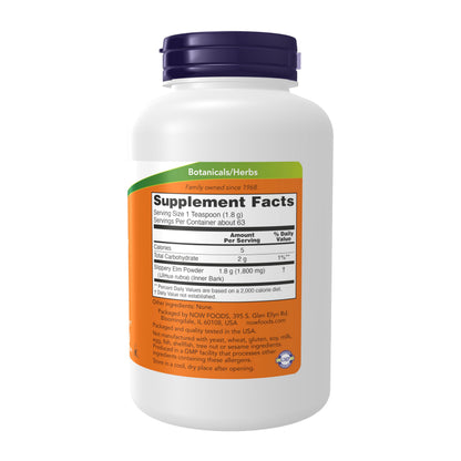 NOW Foods Supplements, Slippery Elm Powder (Ulmus rubra), Non-GMO Project Verified, Herbal Supplement, 4-Ounce