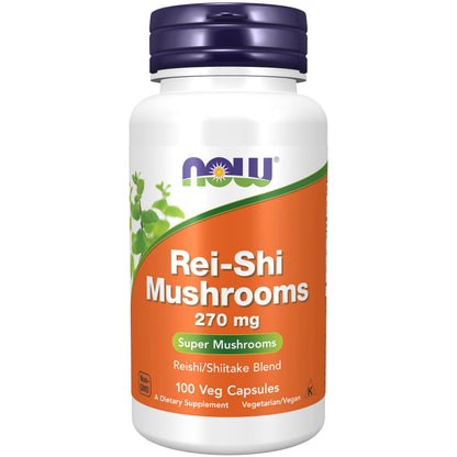NOW Foods Supplements, Rei-Shi Mushrooms 270 mg, Reishi/Shiitake Blend, Super Mushrooms, 100 Veg Capsules